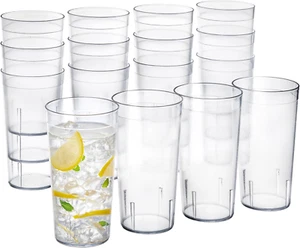 Cafe Plastic Reusable Tumblers (Set of 16) 20-Ounce Water Cups in Clear | Value - Picture 1 of 12