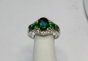 Anillo de plata esterlina rodio cromo verde ovalado JTV 1,25 quilates talla 9 nuevo con etiquetas - Imagen 1 de 3