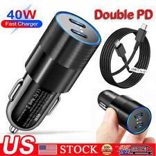 40W Double PD Car Fast Charger &Type-C Cable For Appe iPhone 14 13 12 11 Pro Max