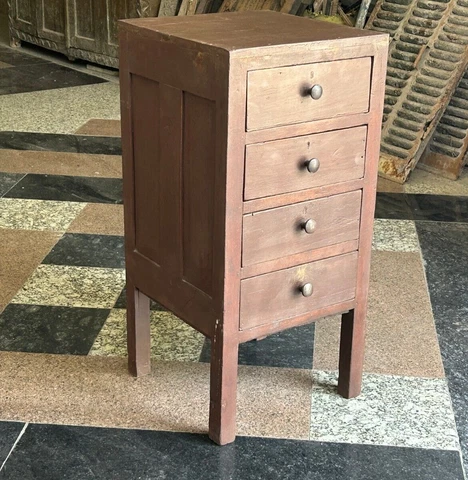 RARE OLD VINTAGE UNIQUE WOODEN HANDMADE 4 DRAWER CHEST FARMHOUSE CABINET Cover