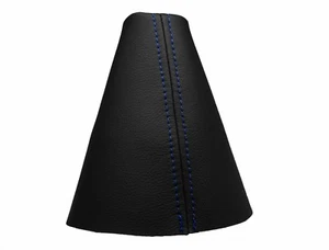 HYUNDAI i20 (2008-2014) Cuffia Leva Cambio 100% Vera Pelle - Cuciture Blu - Picture 1 of 1