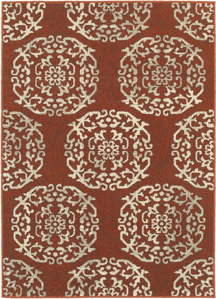10x13 Sphinx Red Circles Rings Floral Area Rug 6672B - Aprx 9' 10" x 12' 10" - Image 1 of 1