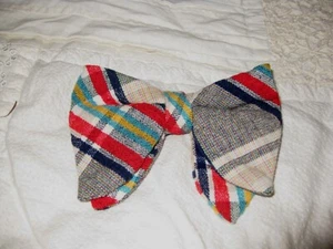 BUTTERFLY TWEED PLAID BOW TIE CLIP DOUBLE LAYER - Picture 1 of 4