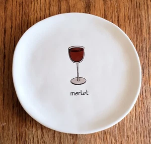 M Studios by Rae Dunn Merlot 8" Plate Appetizer Snack Side Cocktail Pottery - Picture 1 of 2