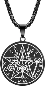 Tetragrammaton Pentakel Halskette für Männer Pentagramm Schutz Amulett Wicca Schmuck - Bild 1 von 12