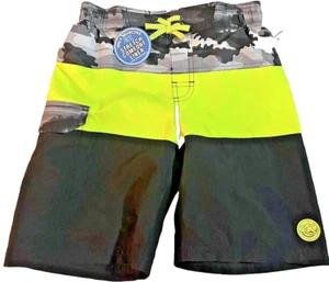 NWT Boys ZeroXposure Size 7- Large Swim Trunks Black Gray & Neon - Picture 1 of 2
