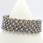Bracelet perlé tissé en cuir et facettes métalliques Swarovski cristal Chan Luu