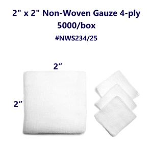 5000 2"X2" Dental Gauze Pad - Non Woven Sponges 4-Ply - Picture 1 of 1