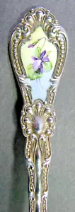 Vintage 1910 Alvin Sterling Melon Spoon w Enameled Violet : Pattern - Orient - Picture 1 of 8
