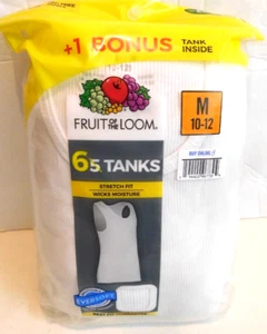 Fruit of the Loom Boy's 6 Pack Tank Tops Undershirt White Size M 10-12 - Picture 1 of 6