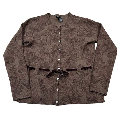 Cárdigan Suéter Sarah Spencer Lujo Angora Corderos Lana Floral Cachemira Marrón Pequeño Foto 1 de 4