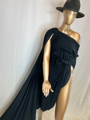 LOT Designer Fabric Essentials Metallic Stretch Liquid Gloss Black Jersey Cotton - Image 1 of 4