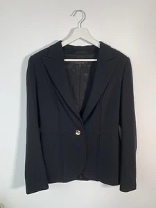 Escada Smart Black Wool Panelled Detail Blazer Jacket Size UK 12 EU 38 Office - Bild 1 von 7