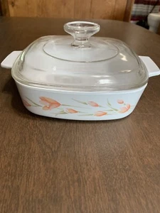 CORNING WARE Melocotón Floral 1 Litro Cuarto Cazuela Salsa Olla Sartén Pyrex Tapa A 1 B - Imagen 1 de 12