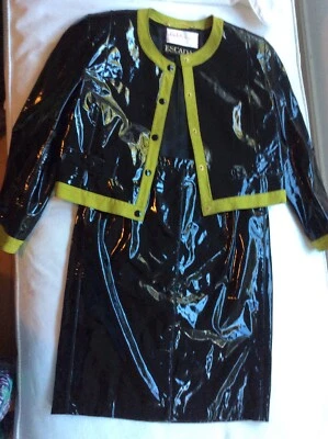 Vintage Escada Black Patent Leather 3 pieces Suit 1980 Era  size m-L - Image 1 of 4
