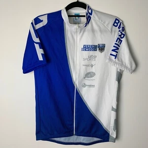 Vintage Texi Full Zip Short Sleeve Cycling Biking Jersey White Blue Size Large L - Picture 1 of 10