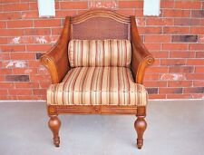 Very Decorative Vintage Rattan Sides and Back Upholstery Arm Chair