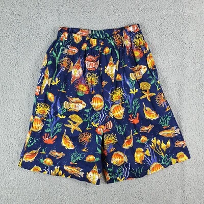 Pantalones Cortos Relajados Vintage Años 80 Peces Tropicales Playa Talla Mediana Salón Preppy Años 90 Foto 1 de 4