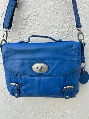 Fossil Maddox Leather  Blue Tip Handle Crossbody Back - Image 1 of 4