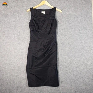 Suzi Chin For Maggy Boutique Shift Dress Black Sleeveless Cotton Blend Women's 4 - Picture 1 of 8