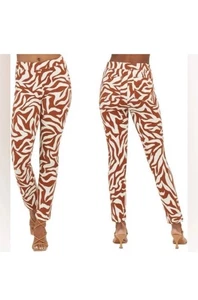 SPANX 20366R ON THE GO SLIM ANKLE PANTS ZEBRA CLAY XL Brown Beige Animal Print - Picture 1 of 6