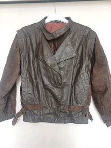 Womens Vintage Gabriella Benelli Black/Brown Leather Suede Jacket Size XL - Picture 1 of 10