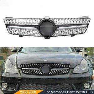 Black Front Grille For Mercedes-Benz W219 CLS-Class 2005-2008 Grill W/3D Emblem - Picture 1 of 8