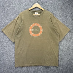 Vintage Coexist Shirt Mens XL Brown 90s Faded Religion Quote Earth Tone - Picture 1 of 6