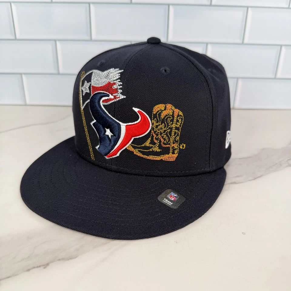 Gorra ajustada de los Houston Texans para hombre 7 1/8 NFL fútbol americano bandera de Texas 59FIFTY New Era Foto 1 de 4