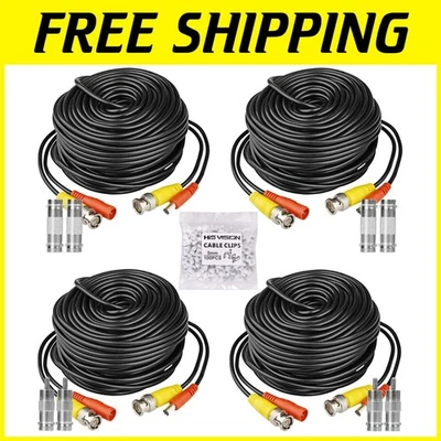 4 Pack 100ft BNC Video Power Cables with Connectors - Image 1 of 4