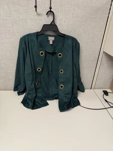 Chicos Jacket Blazer Size 2 Christmas Green  - Picture 1 of 4