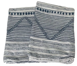 2 IKEA PROVINSROS Pillowcases Standard 100% Cotton Blue White Zig Zag Stripe - Picture 1 of 6