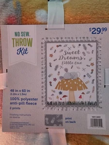 No Sew Throw Kit Anti Pill Fleece Mushroom Print 48”x60” New - Picture 1 of 2