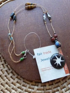 African Jewelry Bovine Bone Pendant Necklace Beads B - Picture 1 of 1