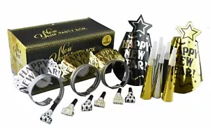 New Year Party Box Christmas Celebration Horns Hats Squawkers Blowouts 12 People - Picture 1 of 4
