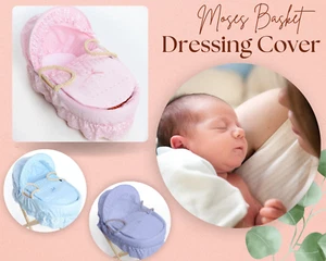 Broderie Anglaise Spare Replacement Moses Basket Dressing Cover Hood Bedding Set - Picture 1 of 36