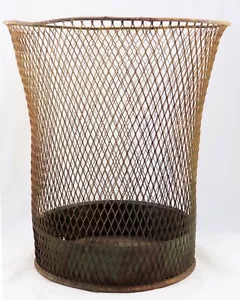 Antigua cesta de basura de malla de acero NEMCO Metal Co Chicago 17" - Imagen 1 de 4