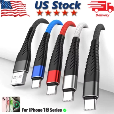 Braided USB C Type C Fast Charging Data Cable Cord for iPhone 17 Pro Max 16 lot - Image 1 of 4