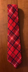Pringle LOCHCARRON Ferguson Wool Tie Black/Red/White Plaid SCOTLAND - Picture 1 of 3