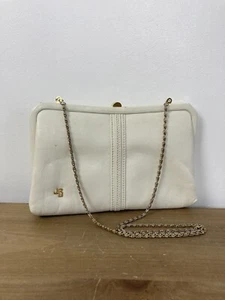 Vintage Jane Shilton Handbag Clutch Crossbody White Gold Chain Strap 80s Disco - Picture 1 of 8