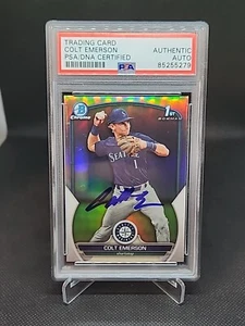 2023 Bowman Draft Chrome Refractor Signed Colt Emerson Auto PSA/DNA BDC-42 - Picture 1 of 2