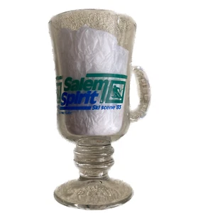 Salem Cigarette Ski Scene 1983 Footed Glass Coffee + Hot Toddy Mug, Vintage - Picture 1 of 8