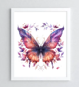 Estampado de mariposa, hermoso estampado artístico de mariposa, arte de pared floral de mariposa - Imagen 1 de 2