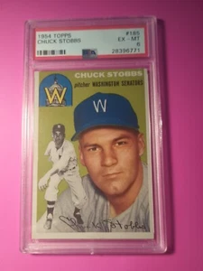 1954 Topps Chuck Stobbs #185 PSA 6 EX-MT Washington Senators  - Imagen 1 de 2