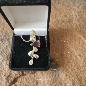 Amethyst, February & Pisces Birthstone, & Opalite Necklace and Earring Set - Picture 1 of 3