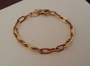 Woman's Dyadema Sterling Gold Vermeil Italy Oval Chain Link Charm Bracelet 6.75" - Picture 1 of 21
