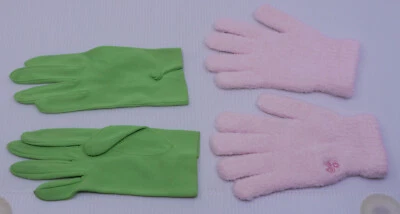 2 PARES DE GUANTES DE TELA VINTAGE PARA MUJER, VAN RAALTE VERDE NYLON Y ROSA ESPONJOSO Foto 1 de 4