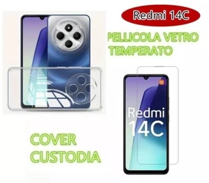 COVER CUSTODIA PELLICOLA VETRO TEMPERATO PER XIAOMI REDMI 14C - Foto 1 di 1