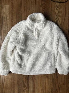 Gap Kids Girls Size 10 Large (L) Soft Fleece Pullover With Pouch White Soft Warm - Picture 1 of 6