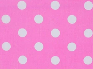 Pink White Polka Dot PVC Table Cover Fabric Wipe Clean Protector 137cm Wide - Picture 1 of 1